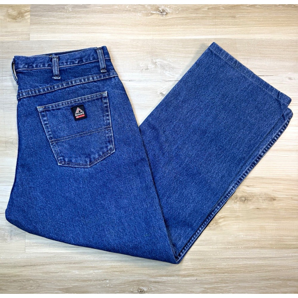 Bulwark FR Denim Jeans Mens 38x37 Flame Resistant NFPA 2112 CAT2 Workwear Blue